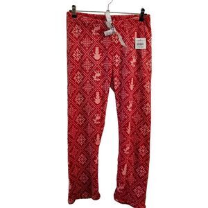 NYC Underground Printed Holiday Winter Plush Straight Leg Lounge PJ Pant Medium